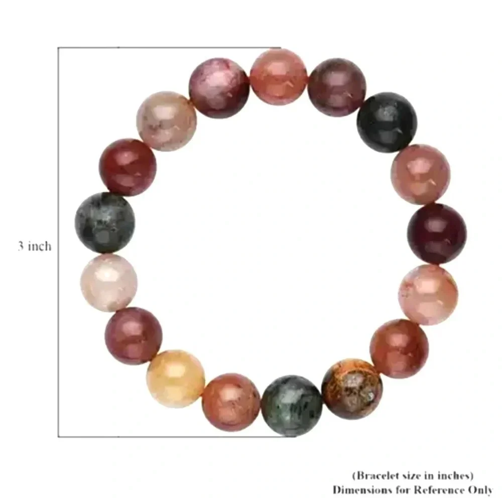 Natural Rainbow Rutile Quartz Beaded Stretch Bracelet.